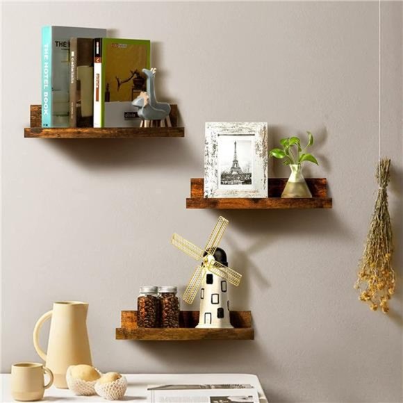 Set of 5 Home Floating Shelves for Wall Décor Storage, Shelves Wall Mounted - Picture 4 of 7